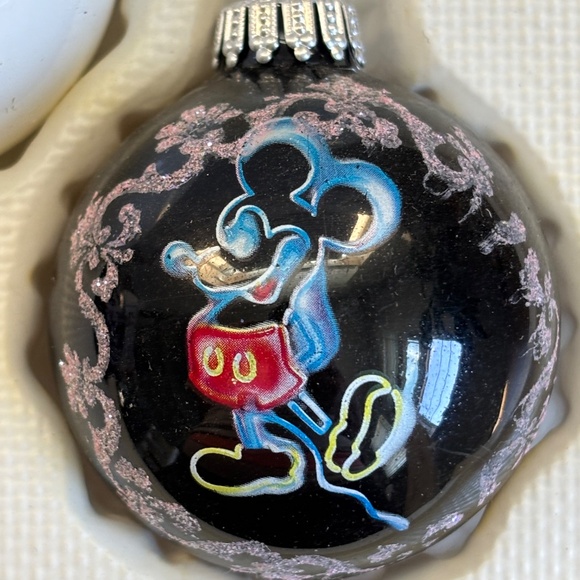 VINTAGE Walt DISNEY Santa MICKEY MOUSE Set 5 Christmas Glass Ball Ornaments BOX - Picture 10 of 16